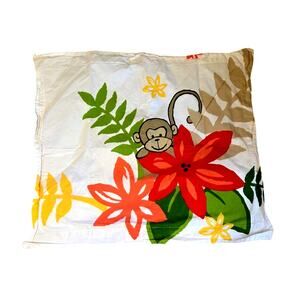 Colorful Jungle Monkey & Botanical 100% Cotton  Standard Size Sham Set